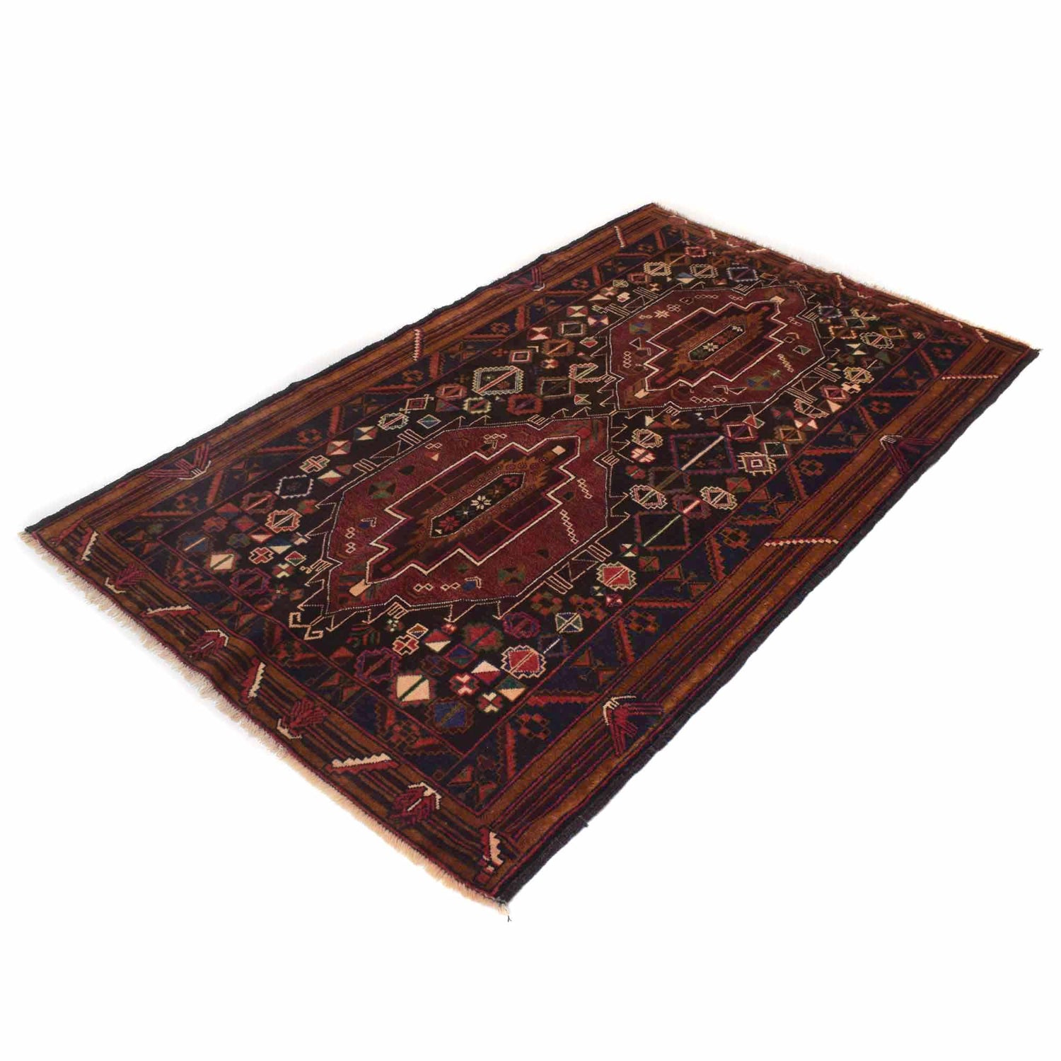 Baluchi Rug Handmade Multi Geometric 4x6 ft
