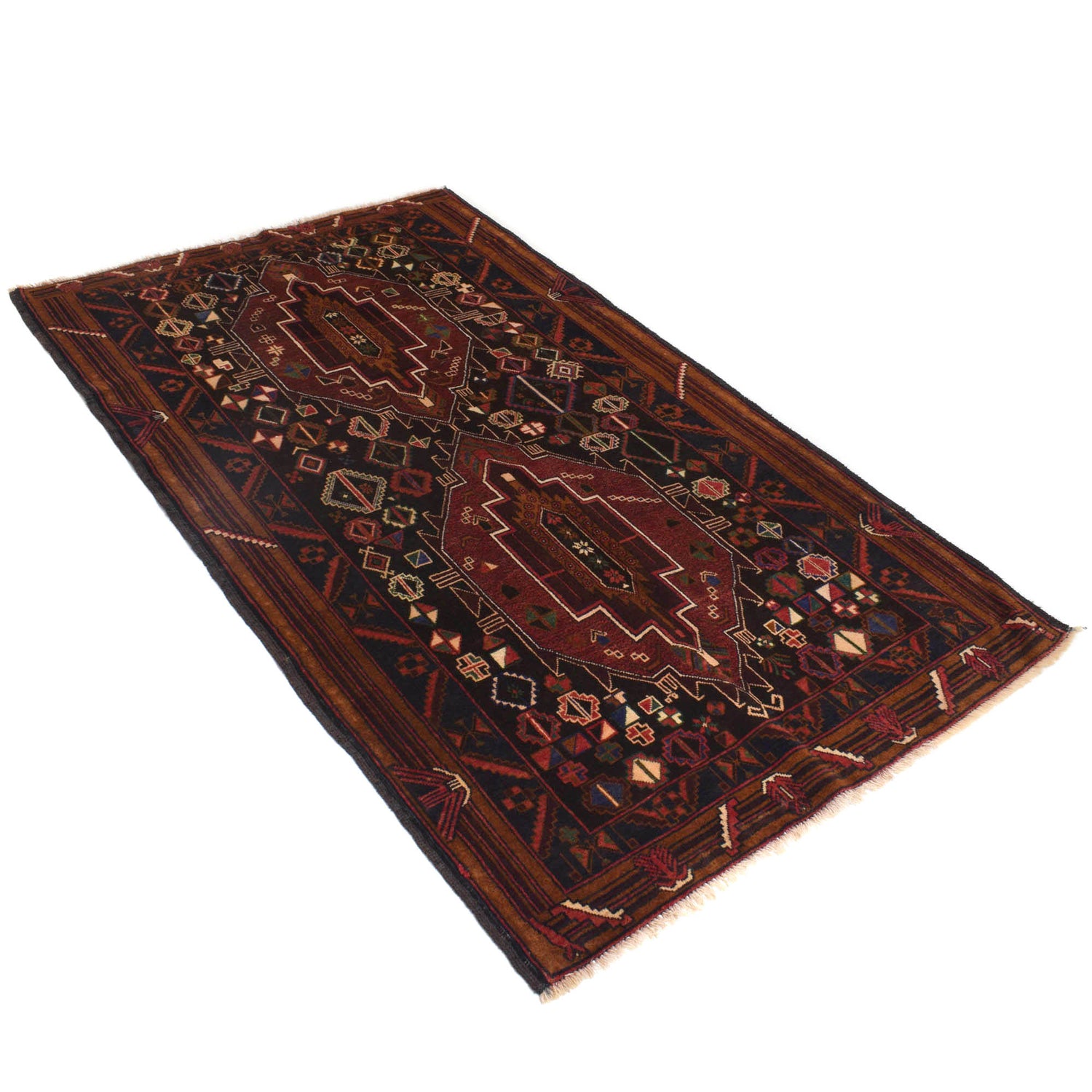 Baluchi Rug Handmade Multi Geometric 4x6 ft