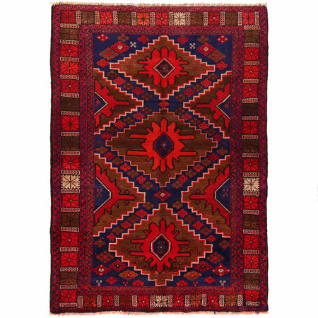 Baluchi Rug Handmade Multi Geometric 4x6 ft