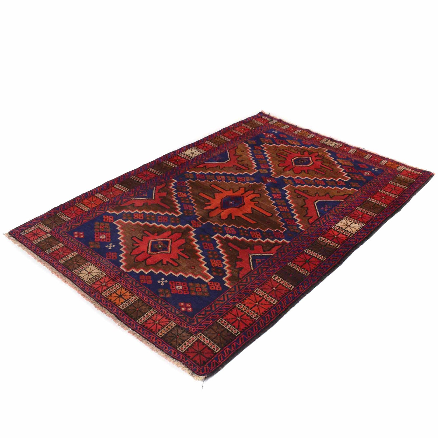 Baluchi Rug Handmade Multi Geometric 4x6 ft
