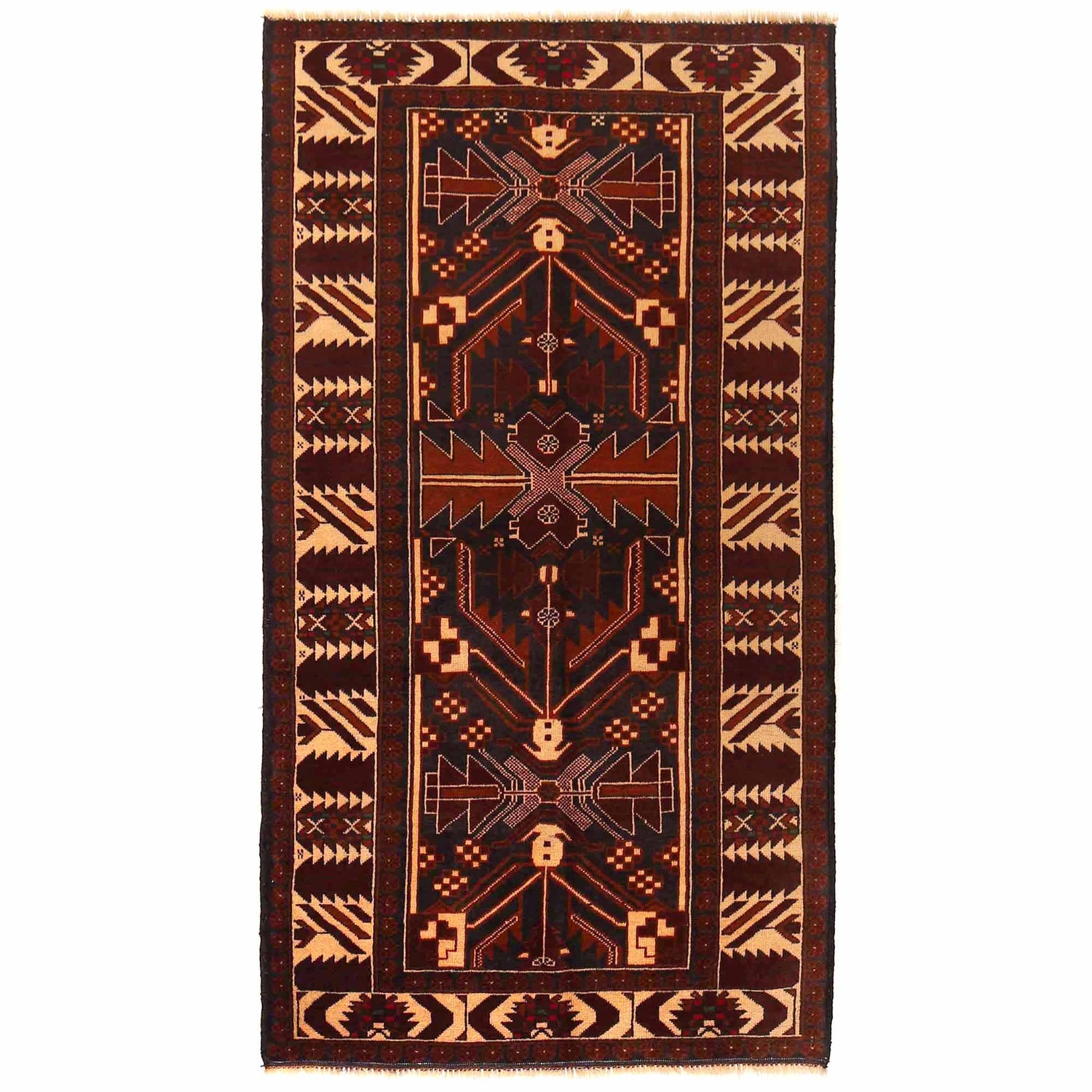 Baluchi Rug Handmade Multi Geometric 4x6 ft