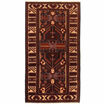 Baluchi Rug Handmade Multi Geometric 4x6 ft