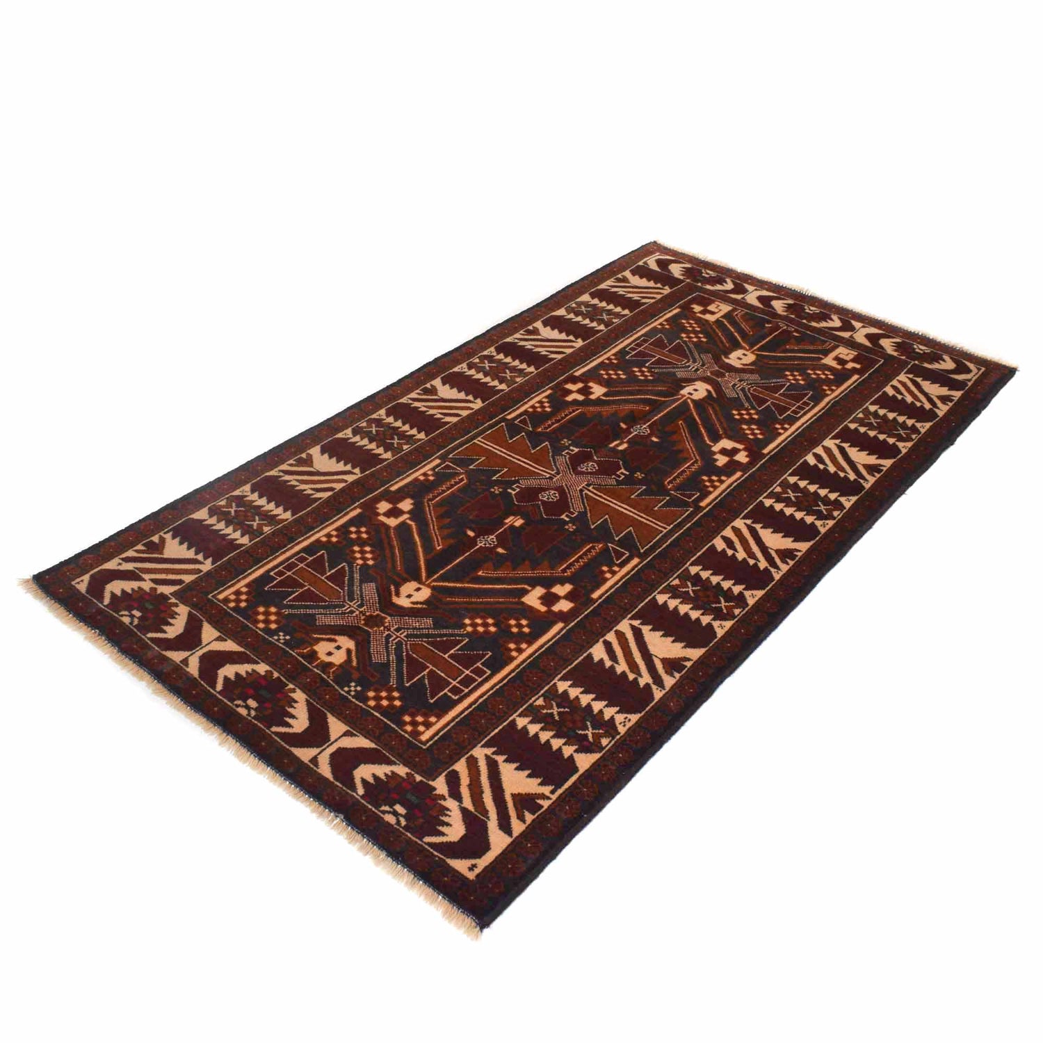 Baluchi Rug Handmade Multi Geometric 4x6 ft
