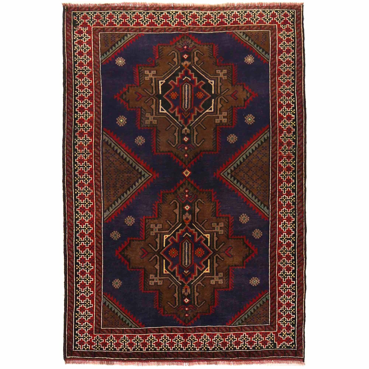 Baluchi Rug Handmade Multi Geometric 4x6 ft