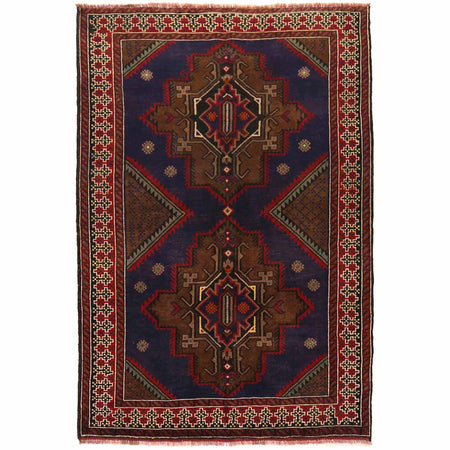 Baluchi Rug Handmade Multi Geometric 4x6 ft