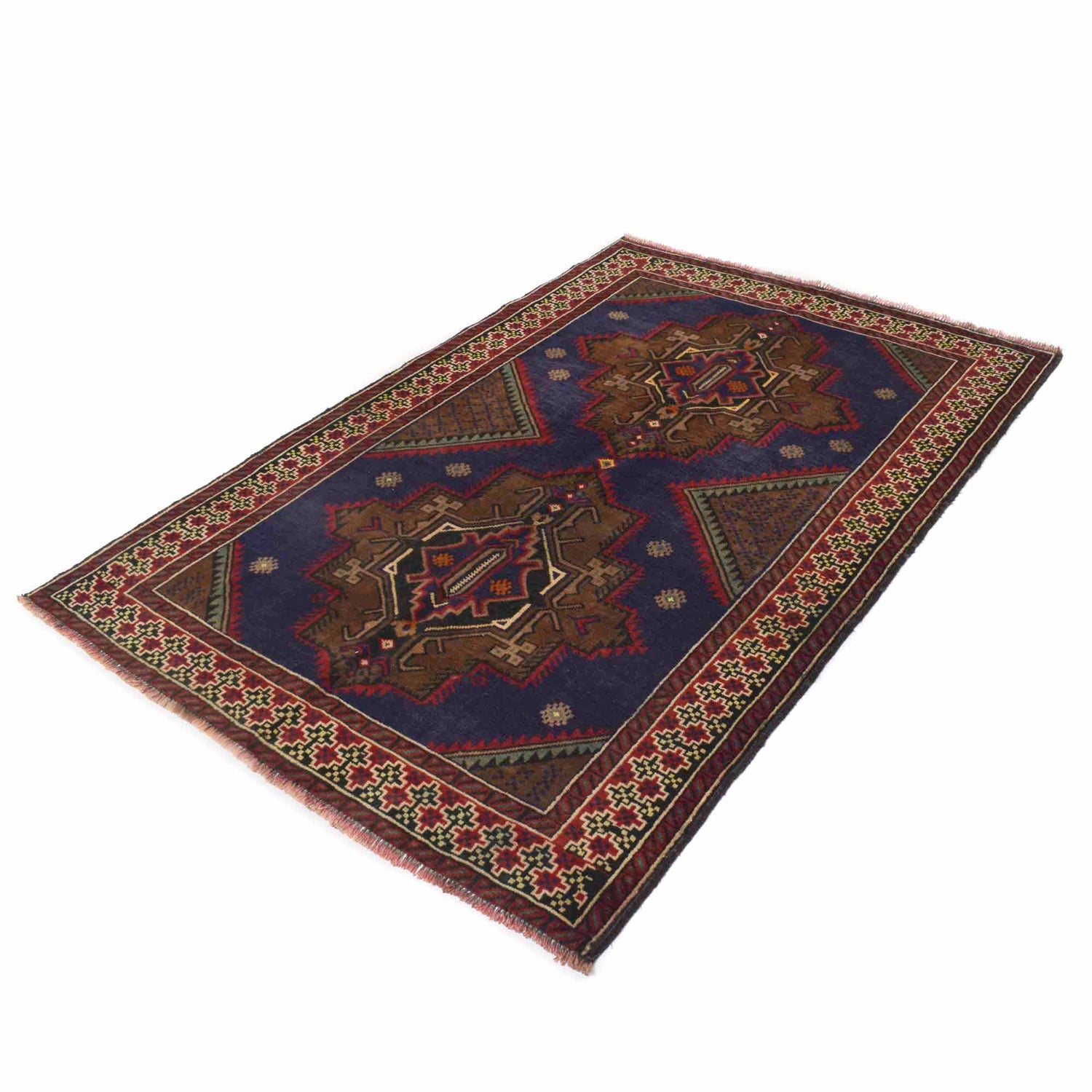 Baluchi Rug Handmade Multi Geometric 4x6 ft