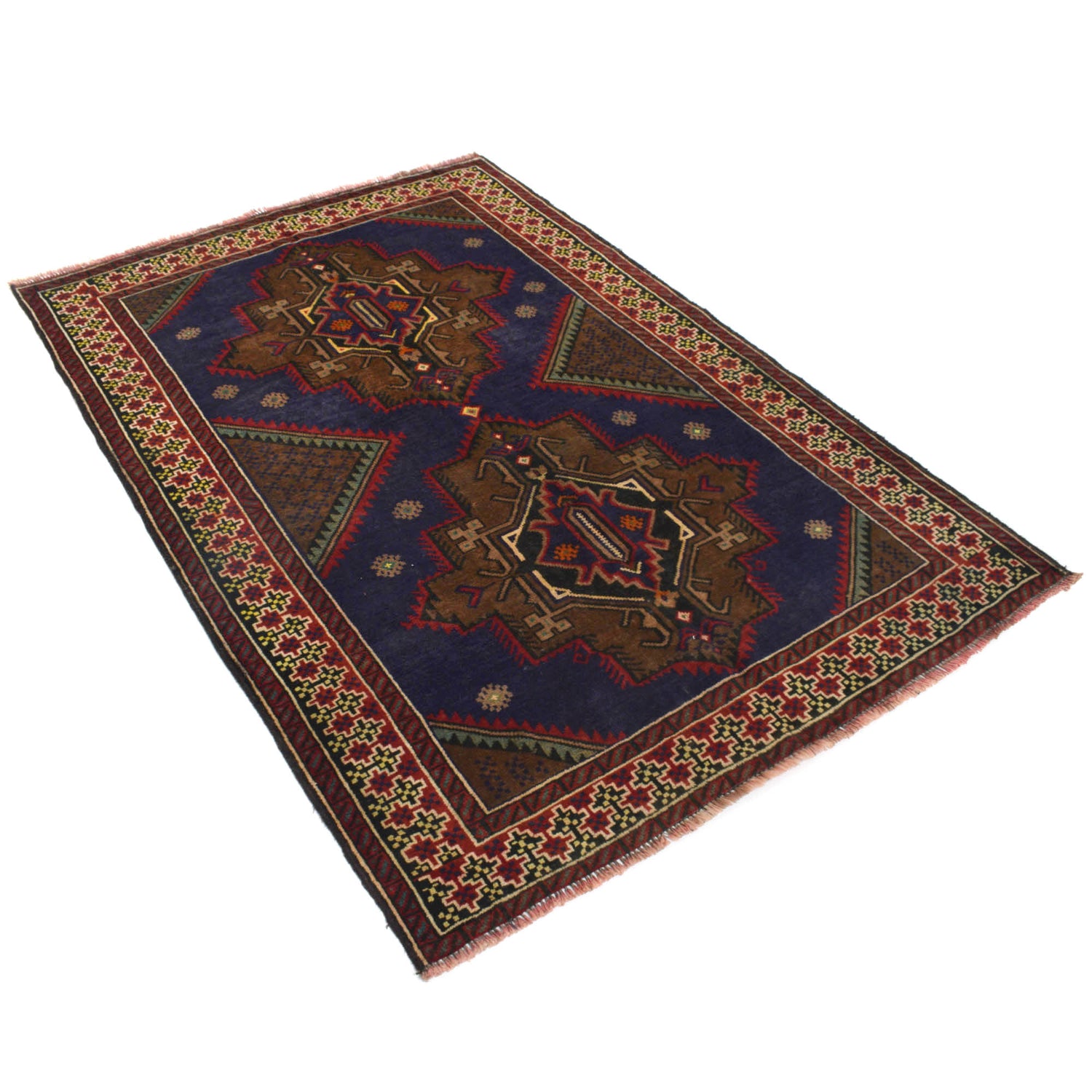 Baluchi Rug Handmade Multi Geometric 4x6 ft