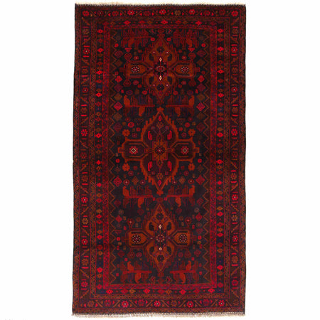 Baluchi Rug Handmade Multi Geometric 4x7 ft