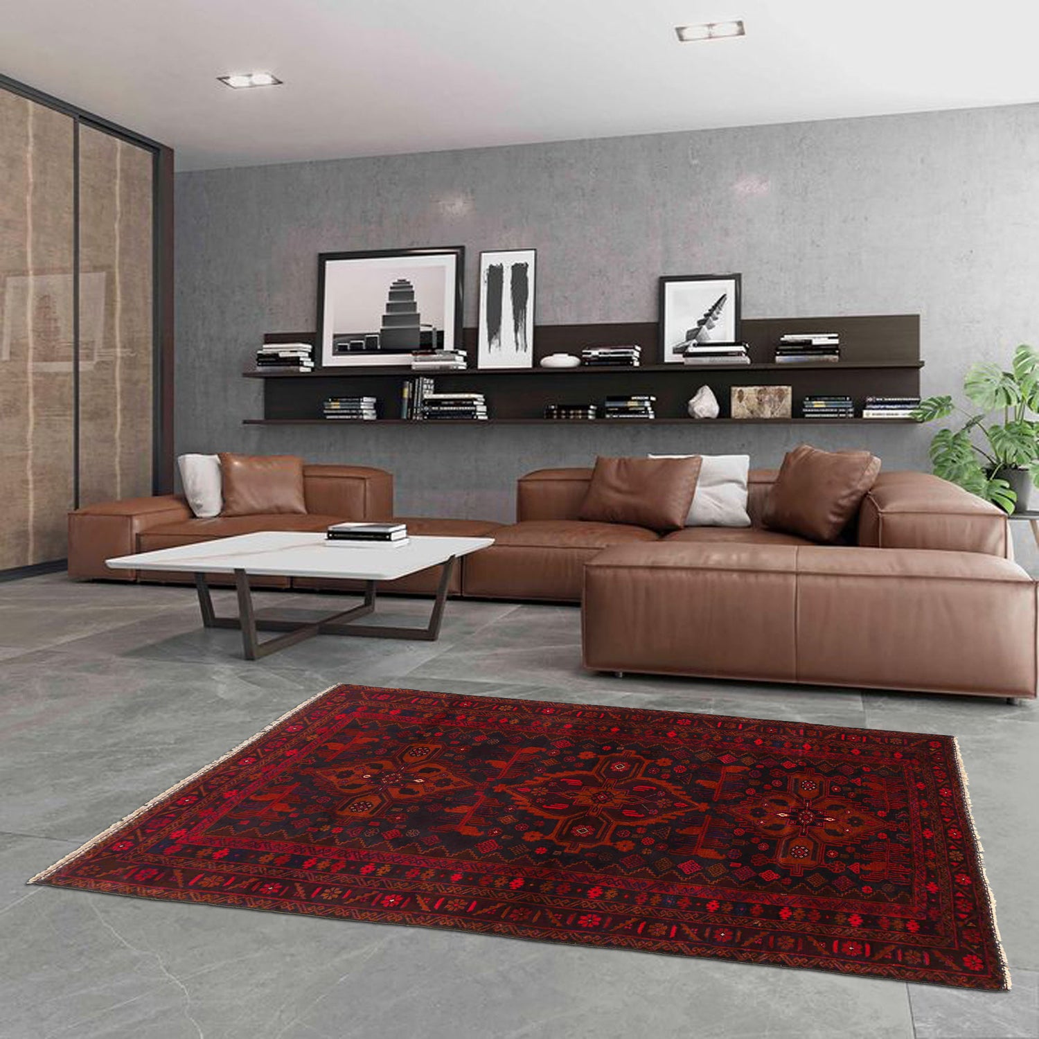 Baluchi Rug Handmade Multi Geometric 4x7 ft