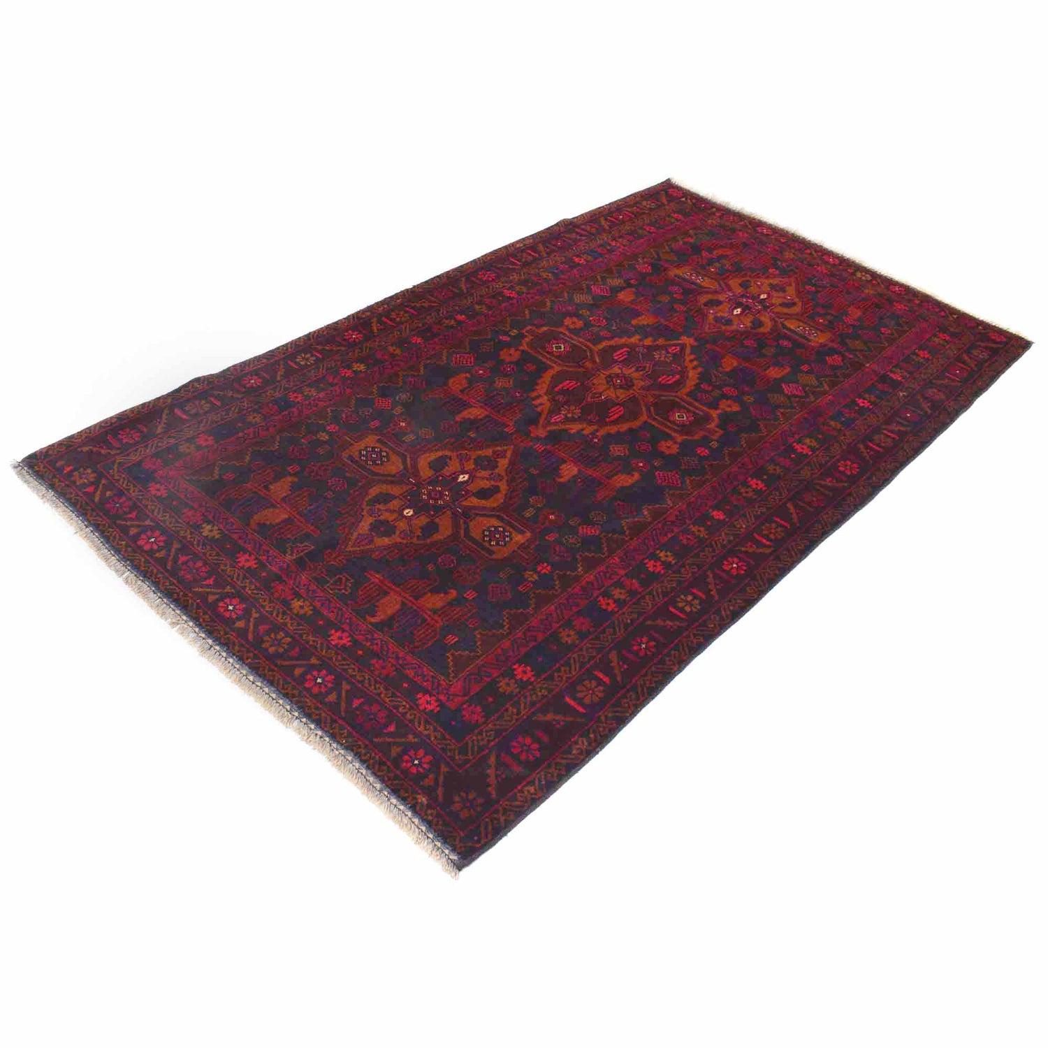 Baluchi Rug Handmade Multi Geometric 4x7 ft