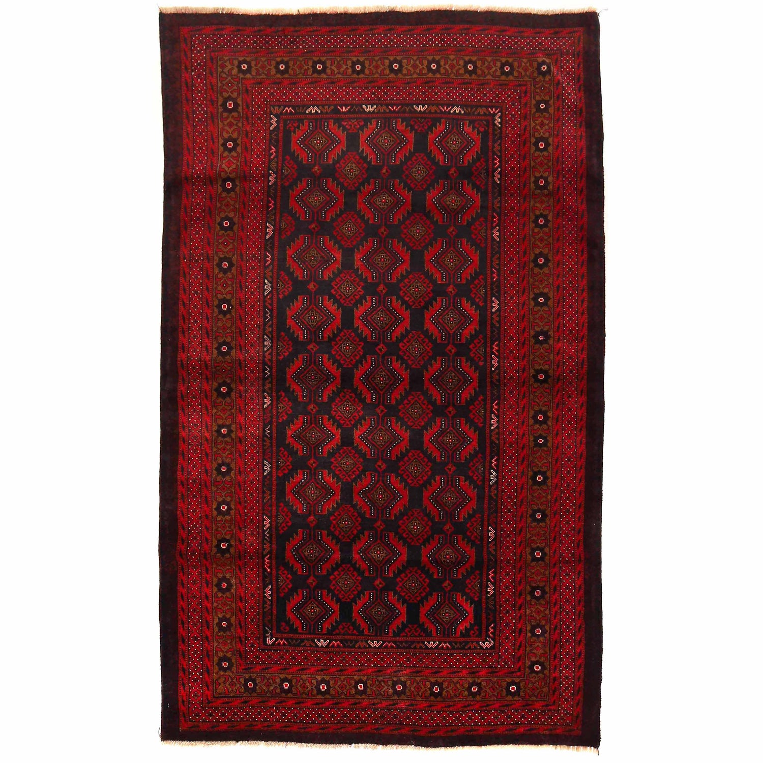 Baluchi Rug Handmade Multi Geometric 4x6 ft