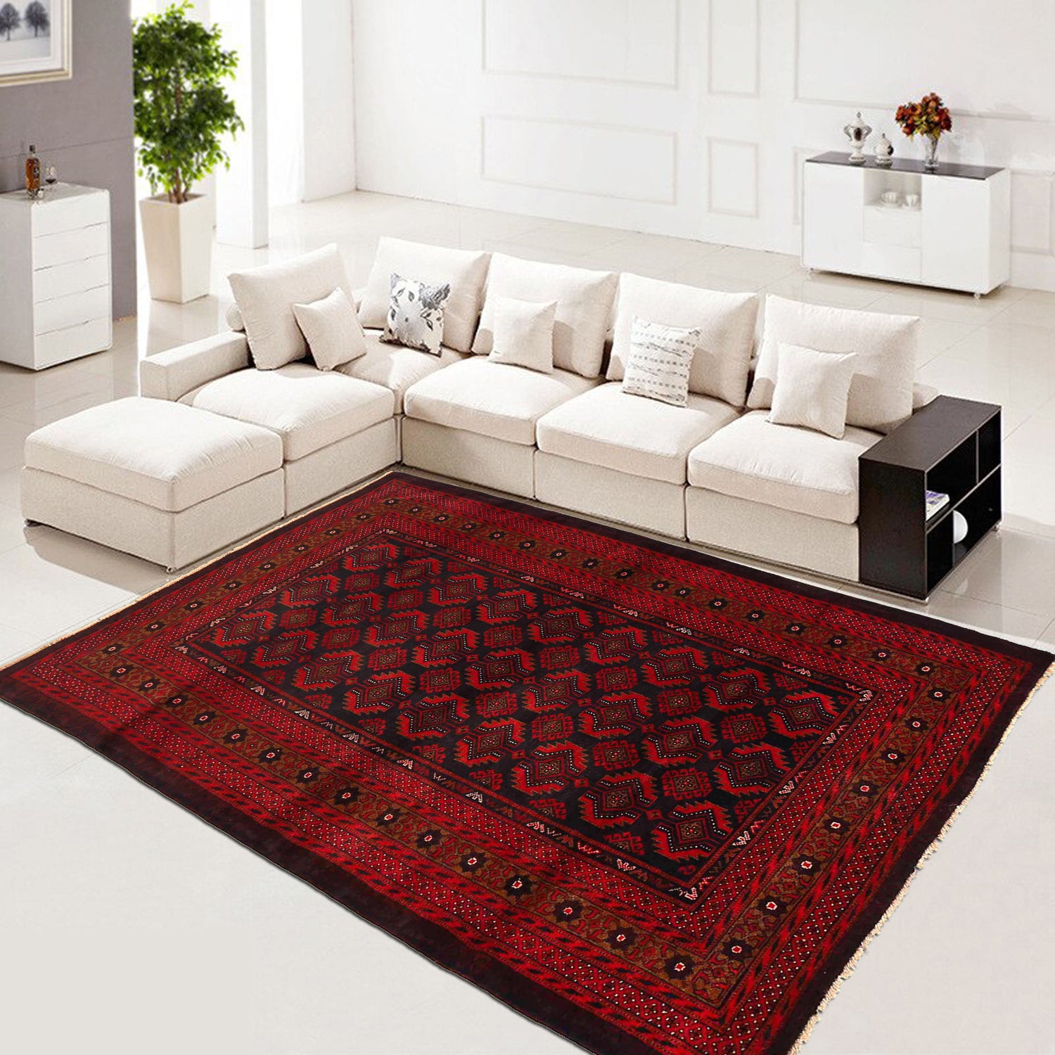 Baluchi Rug Handmade Multi Geometric 4x6 ft