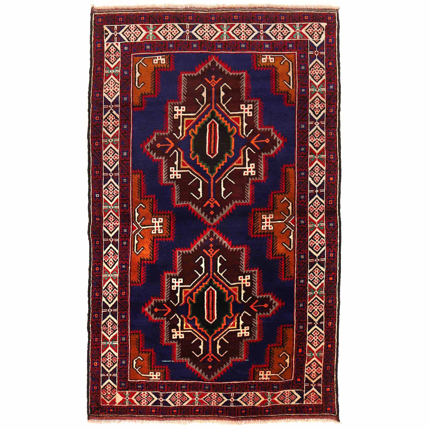 Baluchi Rug Handmade Multi Geometric 4x6 ft