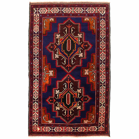 Baluchi Rug Handmade Multi Geometric 4x6 ft