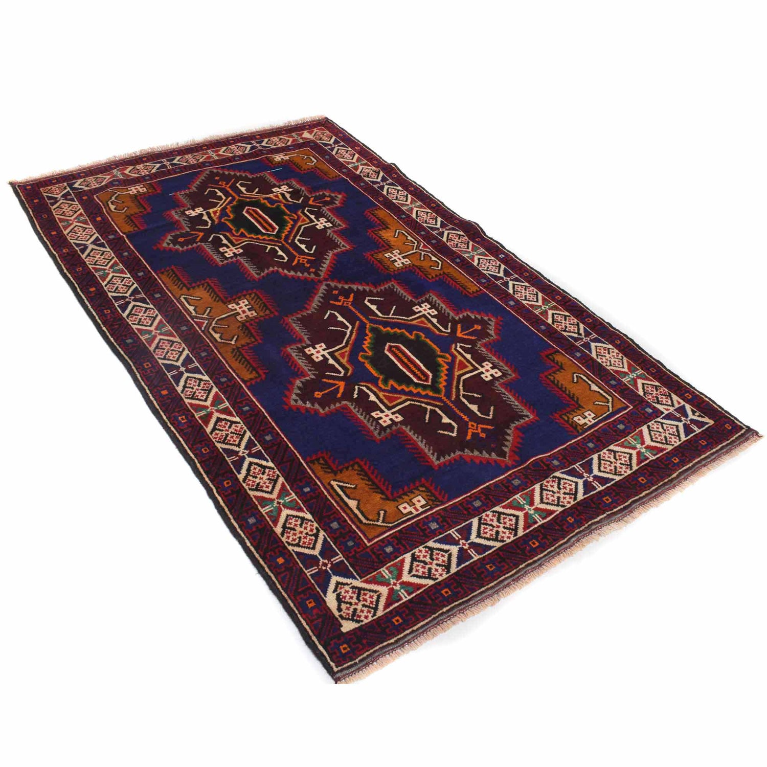 Baluchi Rug Handmade Multi Geometric 4x6 ft