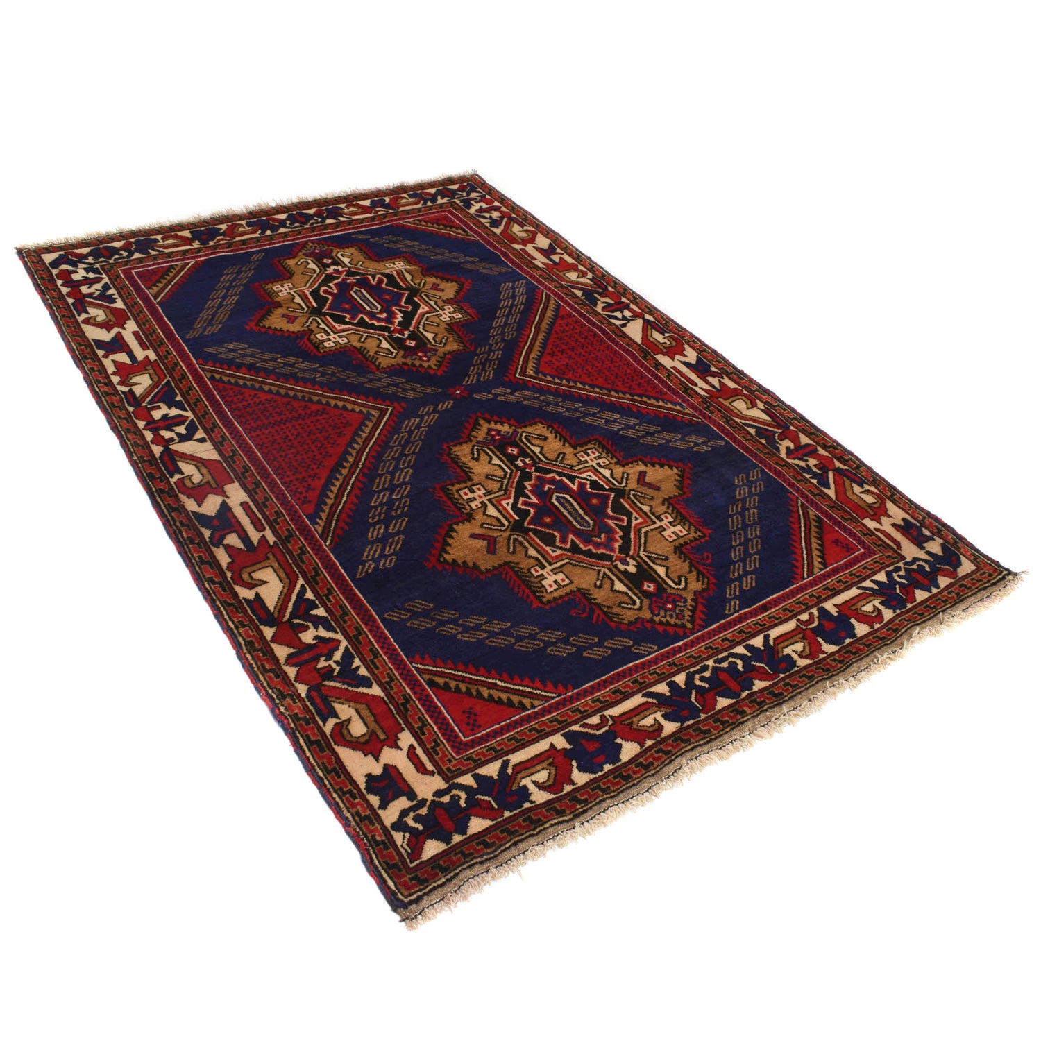 Baluchi Rug Handmade Multi Geometric 4x7 ft