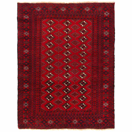Baluchi Rug Handmade Red Geometric 4x6 ft