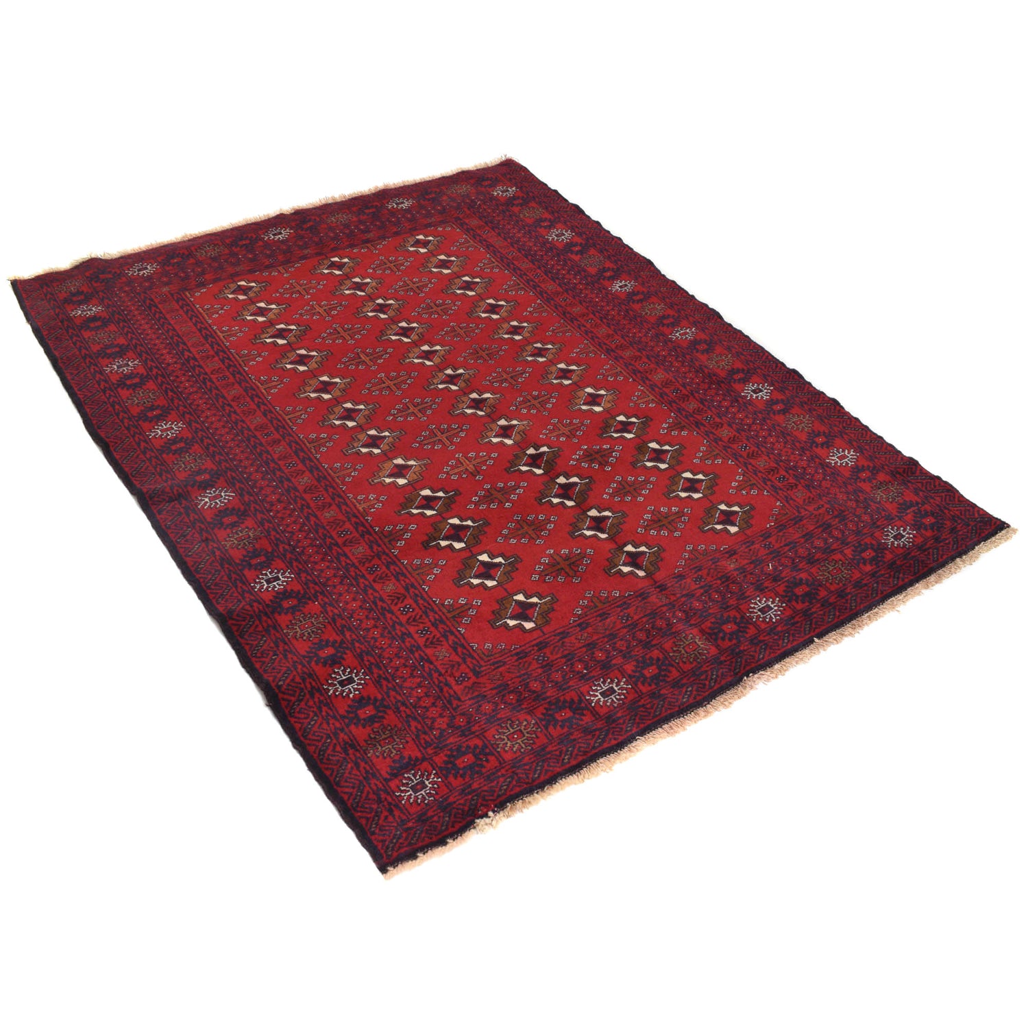 Baluchi Rug Handmade Red Geometric 4x6 ft