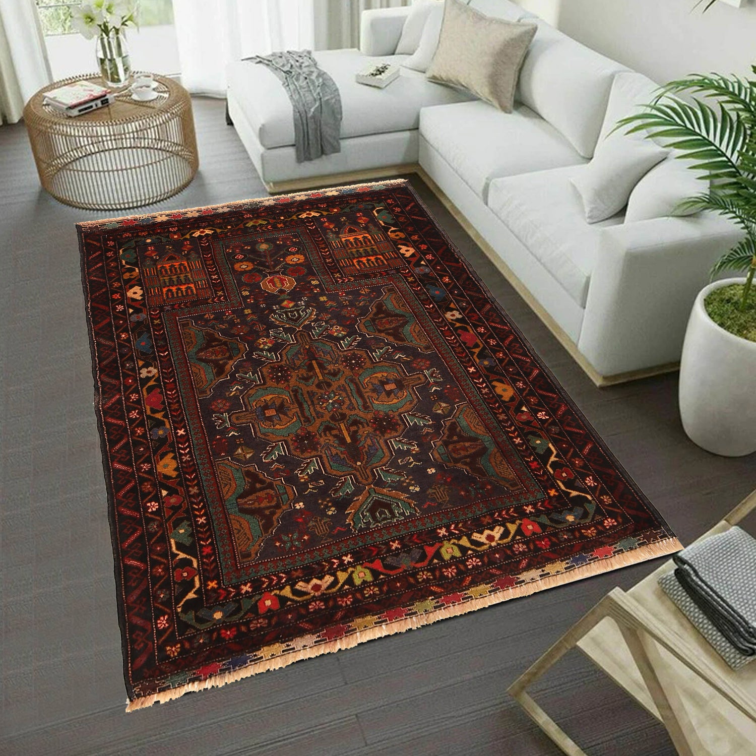 Baluchi Rug Handmade Multi Prayer Design 2x4 ft