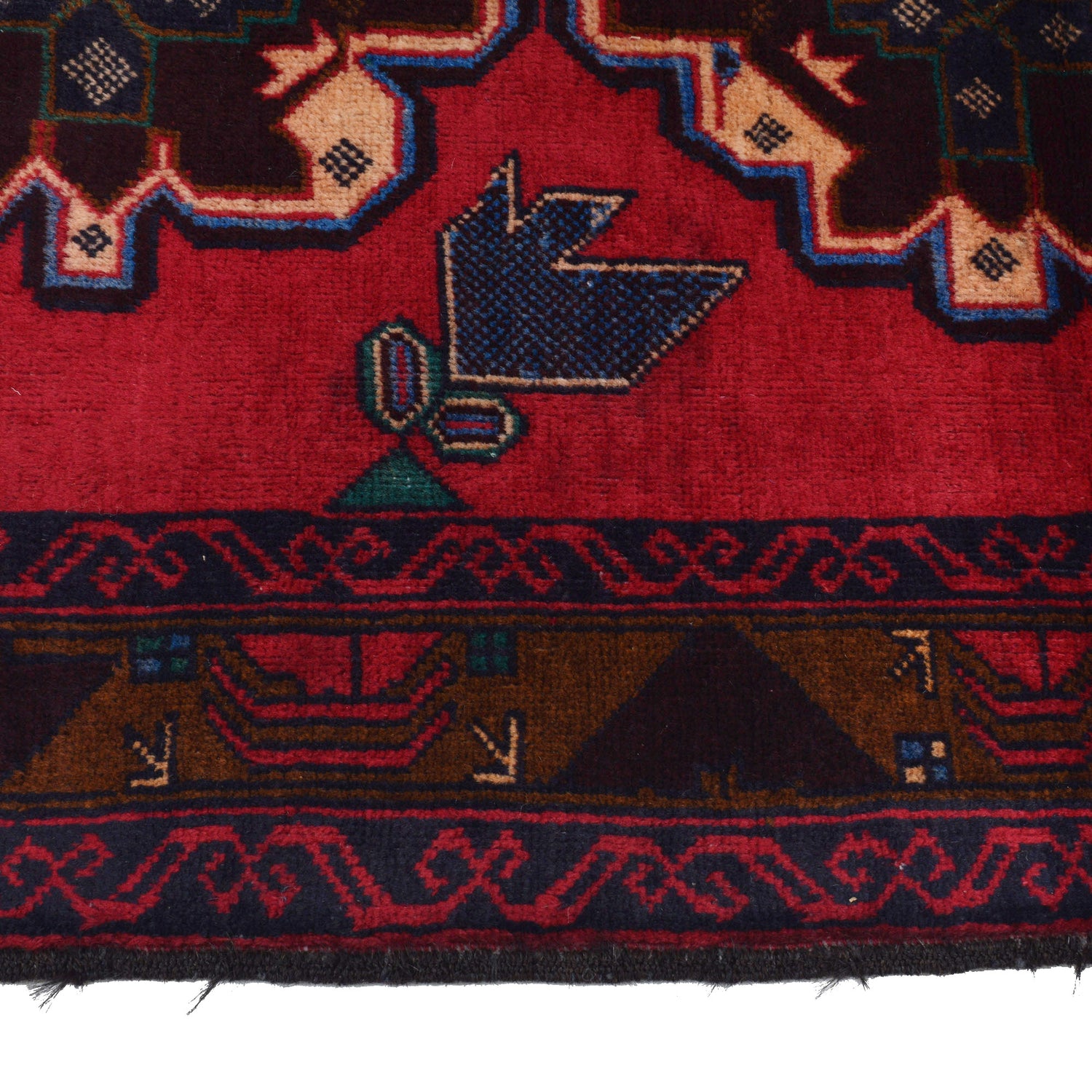 Baluchi Rug Handmade Red Geometric 3x5 ft