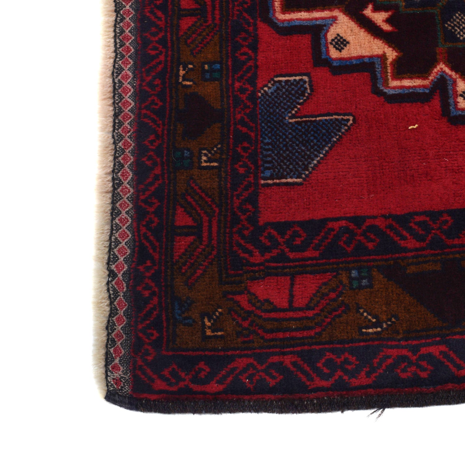 Baluchi Rug Handmade Red Geometric 3x5 ft