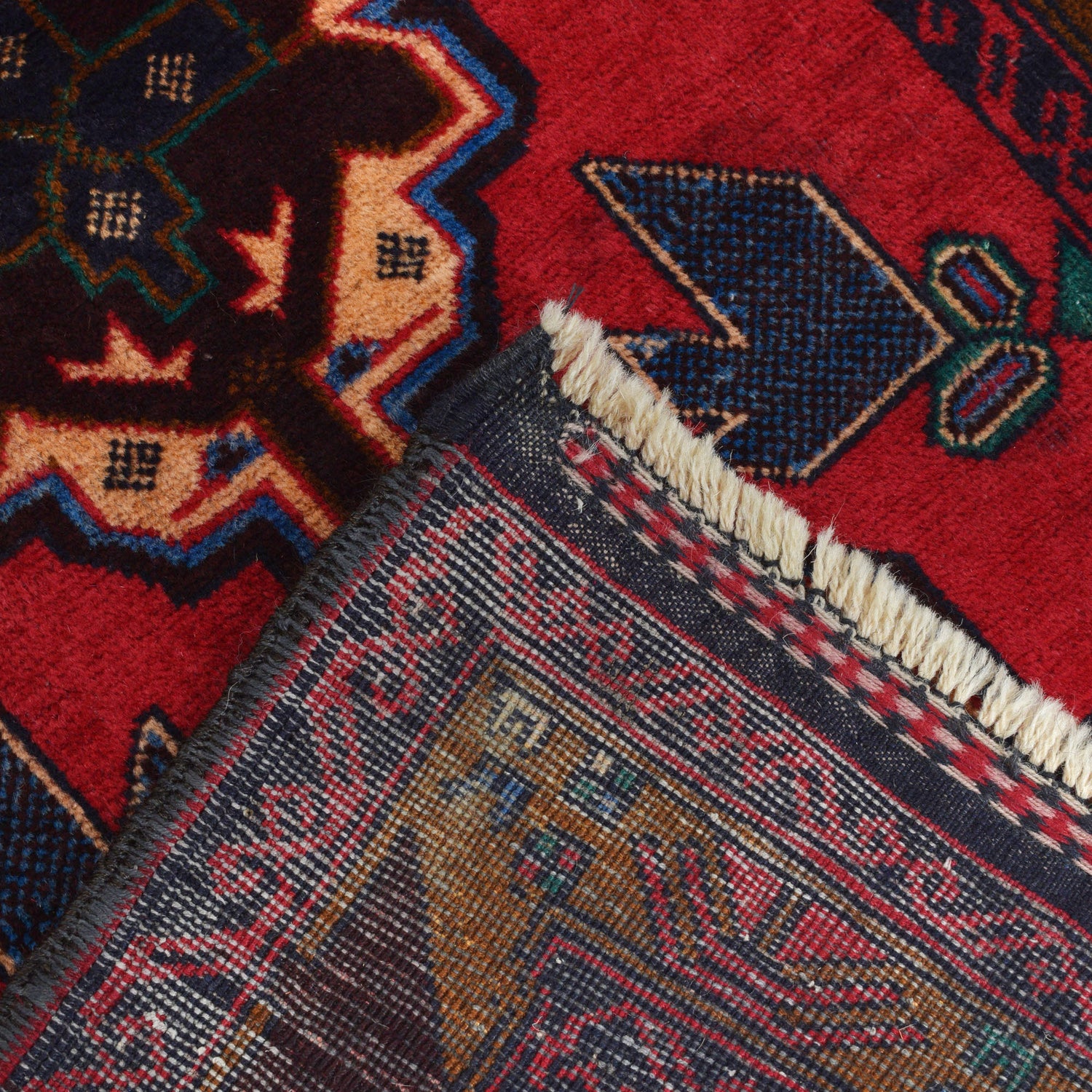 Baluchi Rug Handmade Red Geometric 3x5 ft