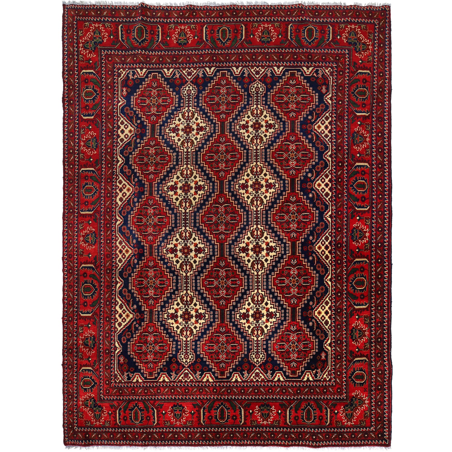Oriental Area Rug Handmade Multi Geometric 7x10 ft