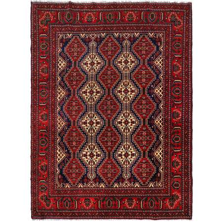 Oriental Area Rug Handmade Multi Geometric 7x10 ft