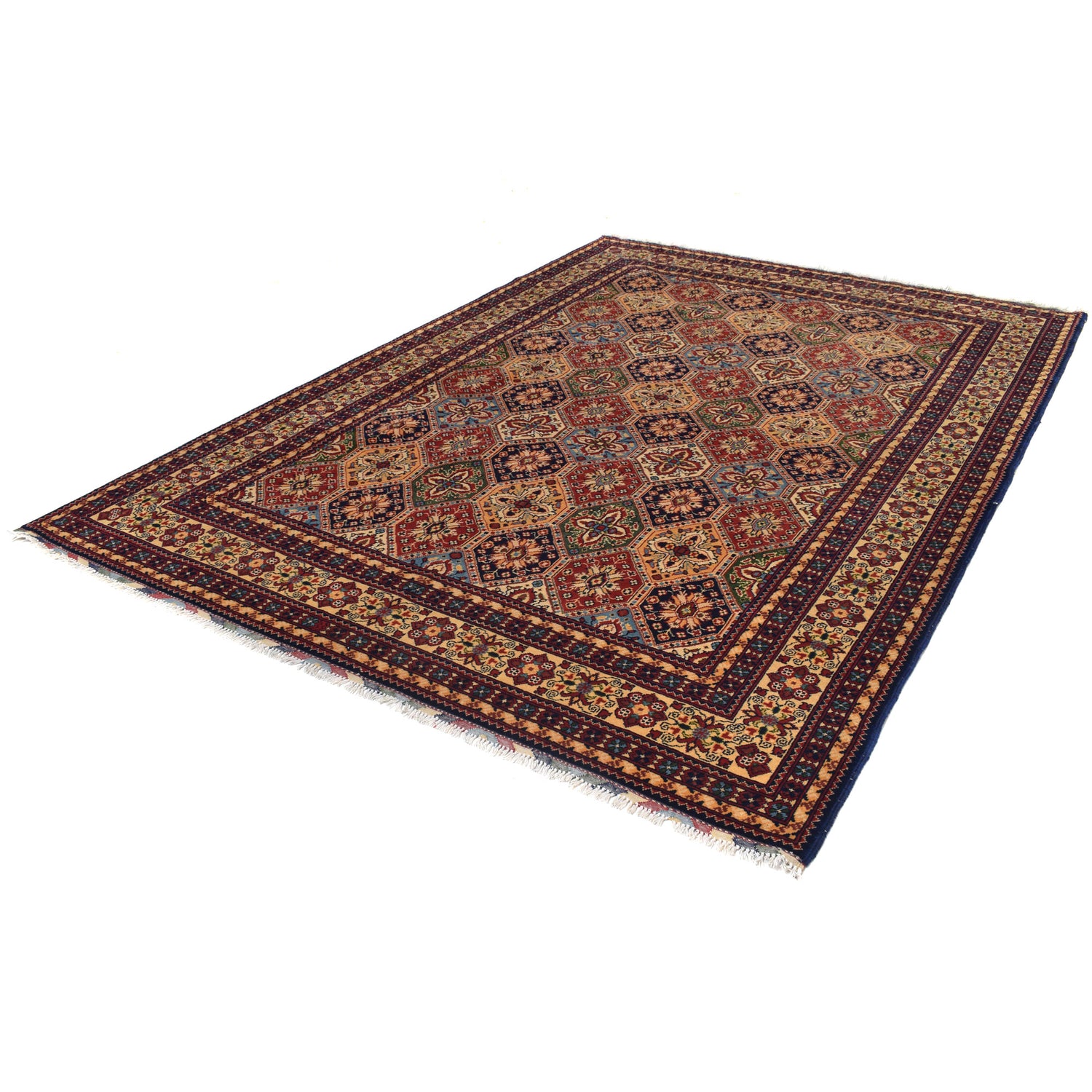 Oriental Area Rug Handmade Multi Geometric 7x10 ft