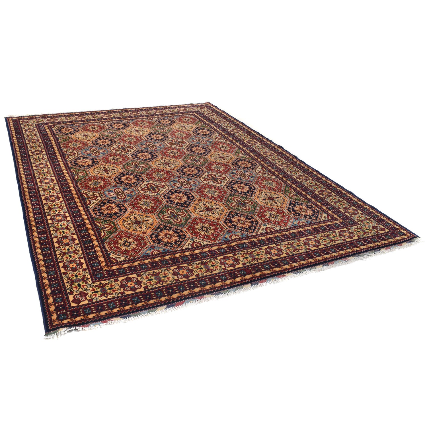 Oriental Area Rug Handmade Multi Geometric 7x10 ft