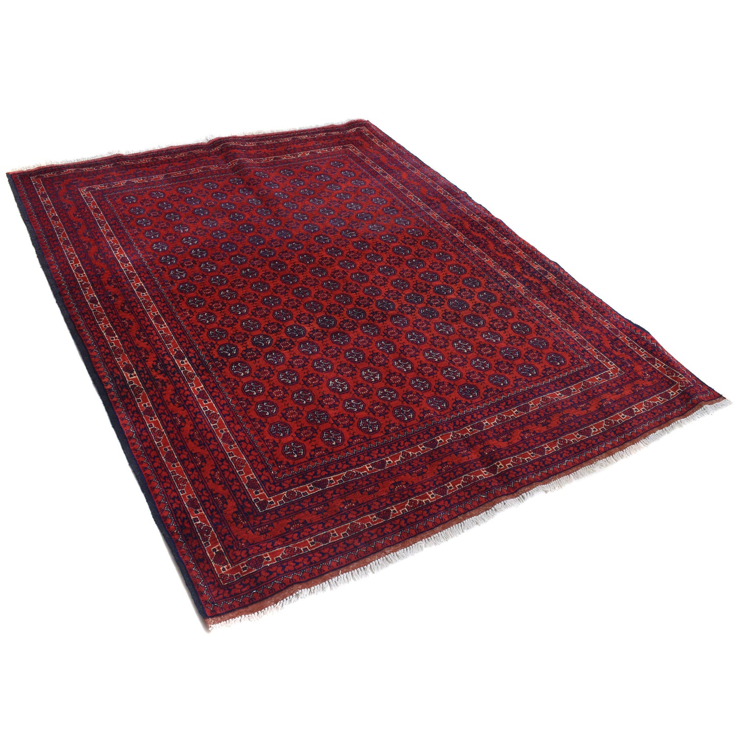 Khoja Roshnai Area Rug Handmade Red Floral 4x7 ft