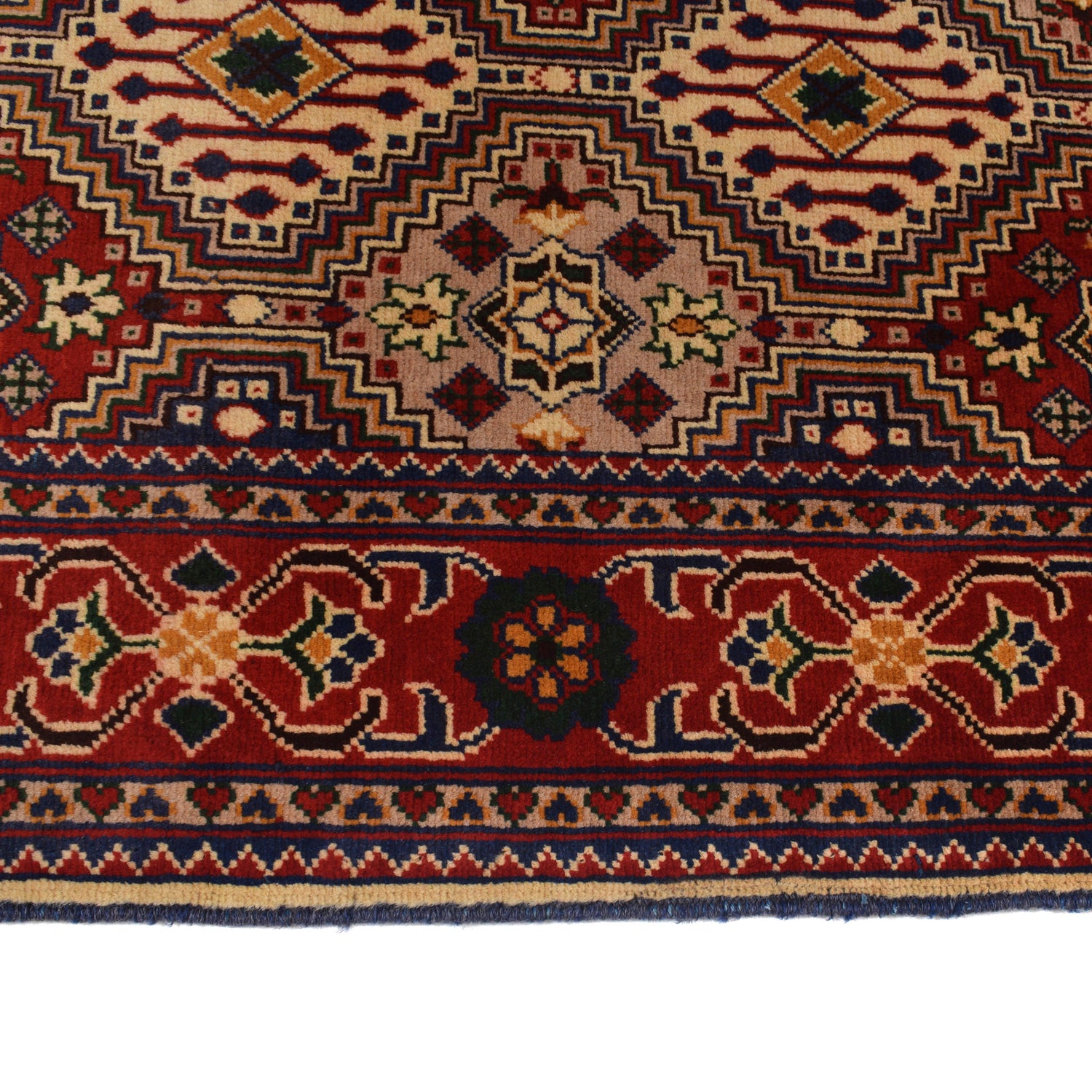 Oriental Area Rug Handmade Multi Geometric 4x7 ft