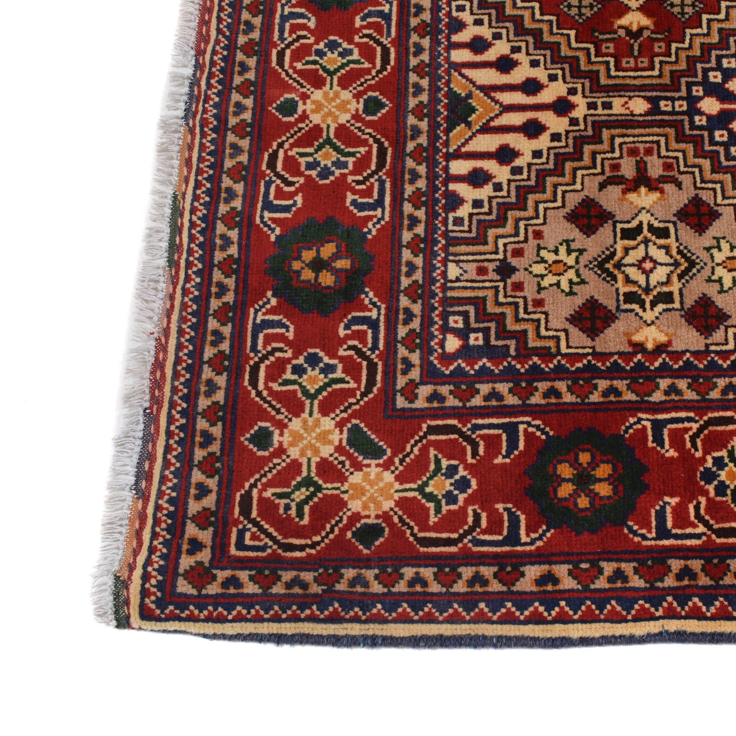 Oriental Area Rug Handmade Multi Geometric 4x7 ft