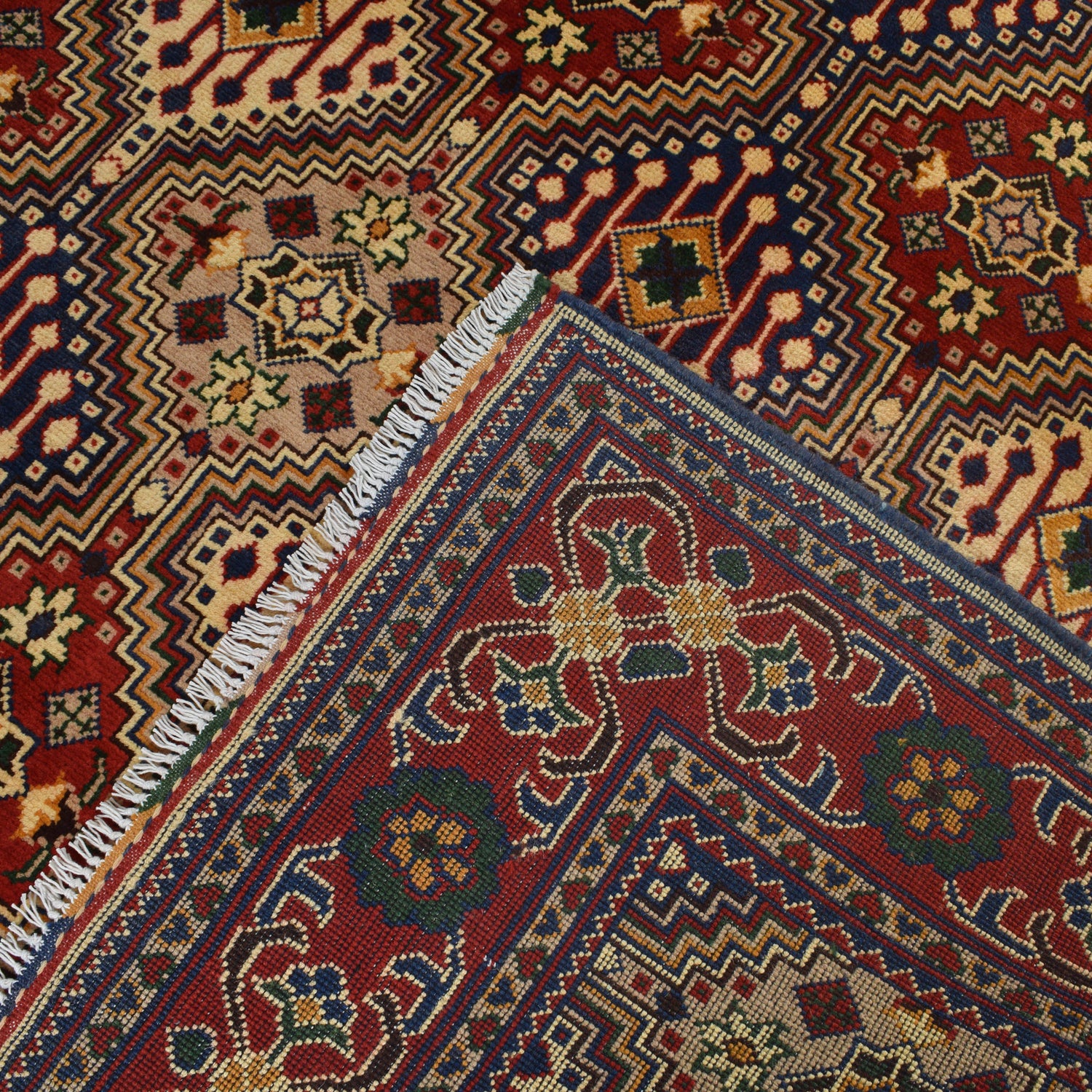 Oriental Area Rug Handmade Multi Geometric 4x7 ft