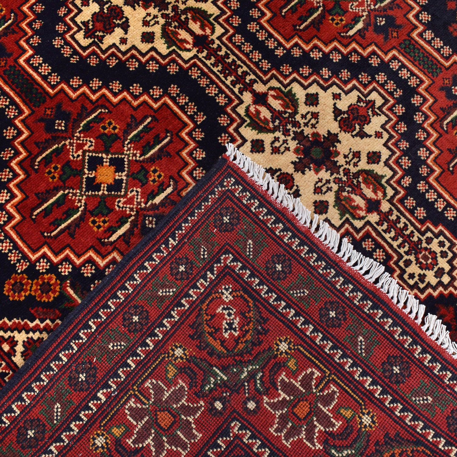 Oriental Area Rug Handmade Multi Geometric 4x7 ft