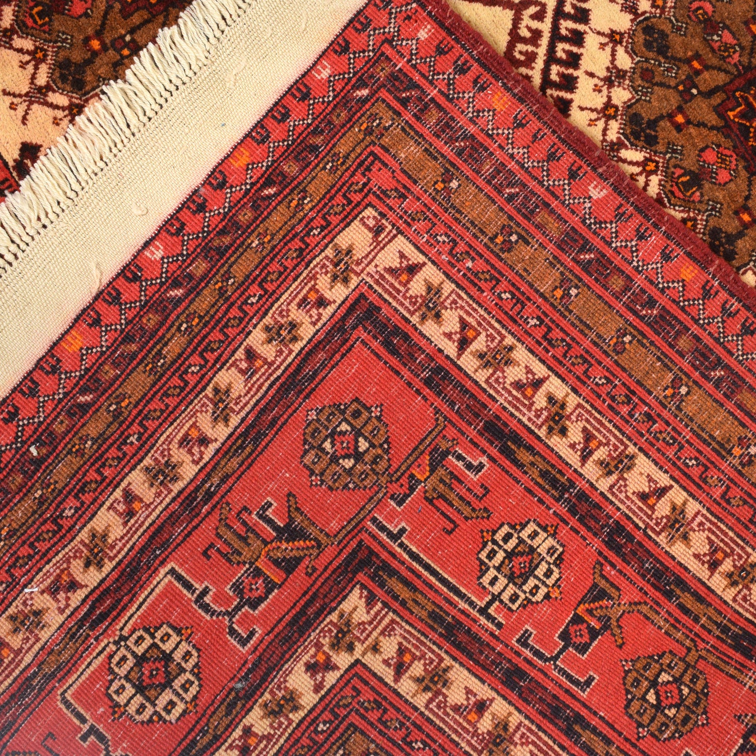 Oriental Area Rug Handmade Beige Geometric 7x10 ft