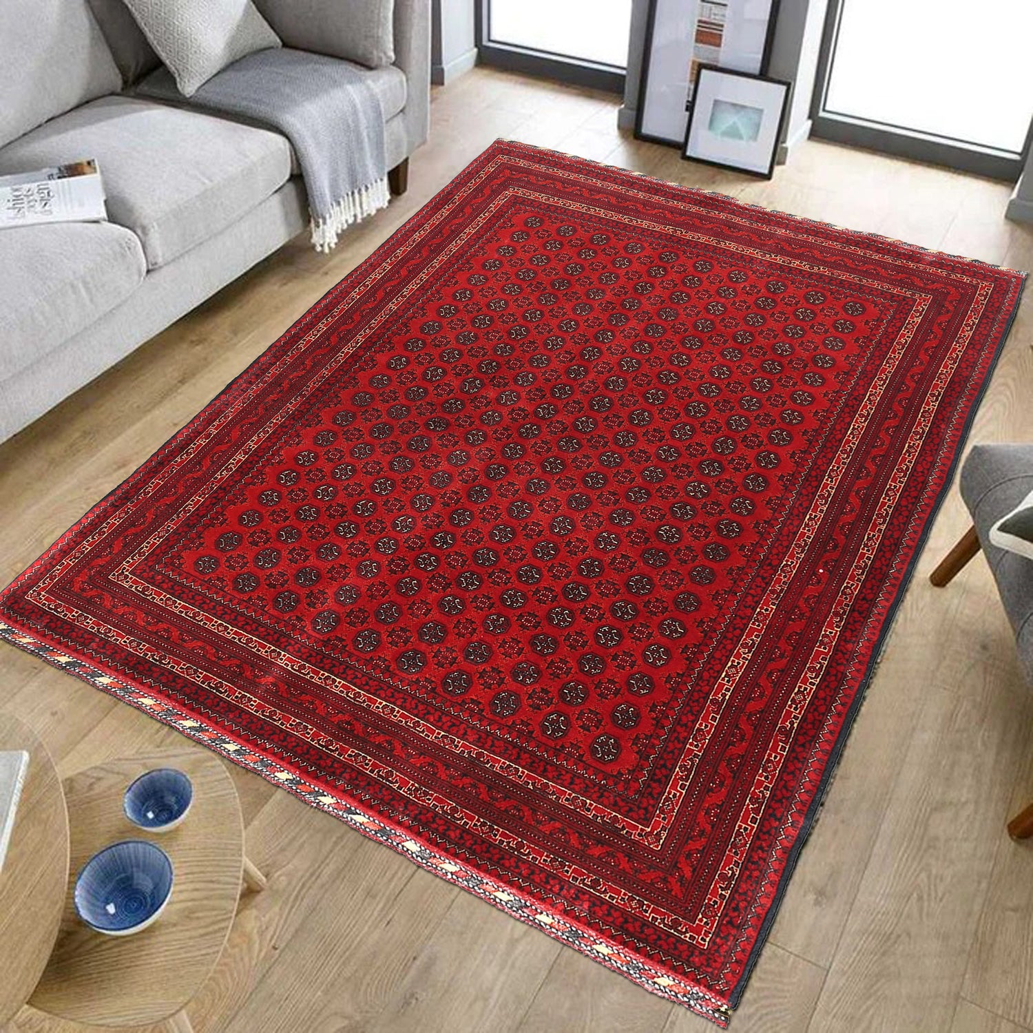 Khoja Roshnai Area Rug Handmade Red Floral 4x7 ft