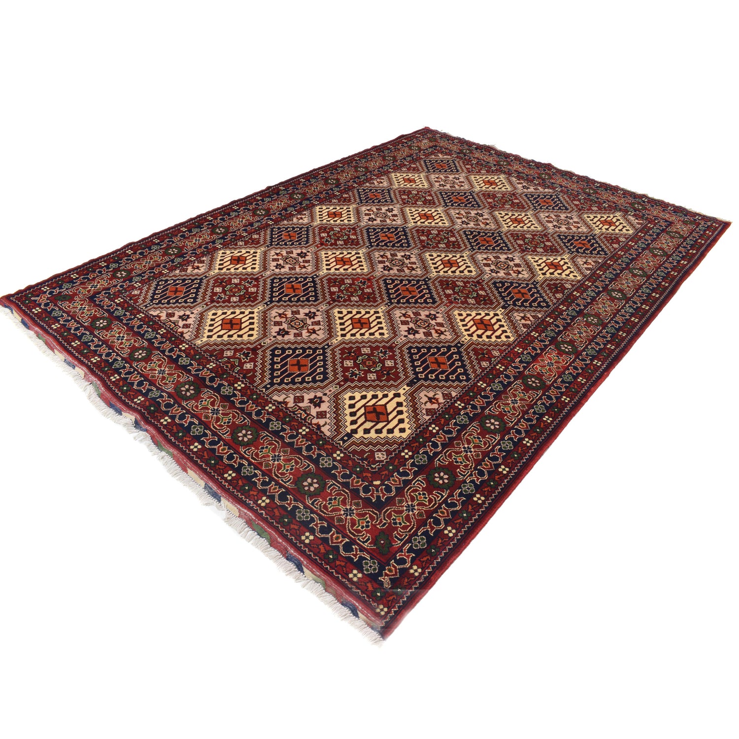 Oriental Area Rug Handmade Multi Geometric 7x10 ft