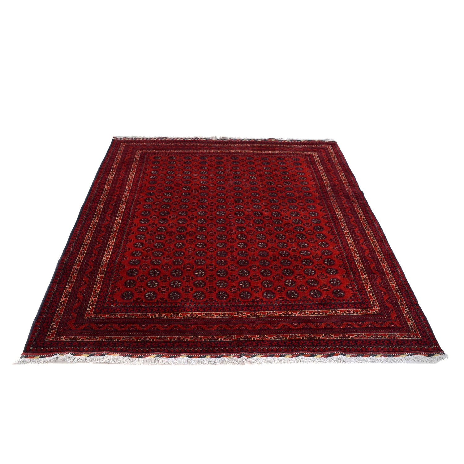 Khoja Roshnai Area Rug Handmade Rich Burgundy Floral 4x7 ft