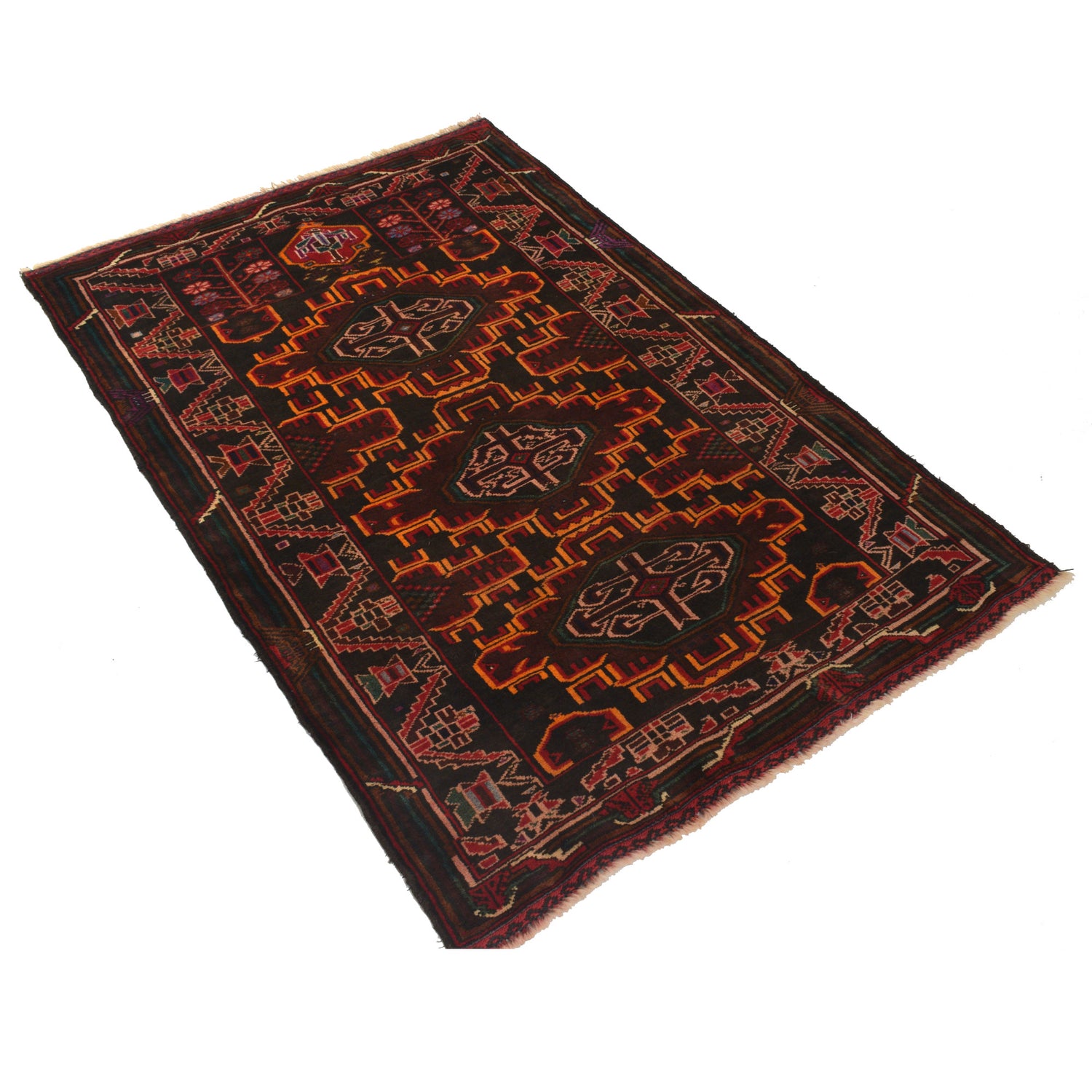 Baluchi Rug Handmade Multi Geometric 3x5 ft