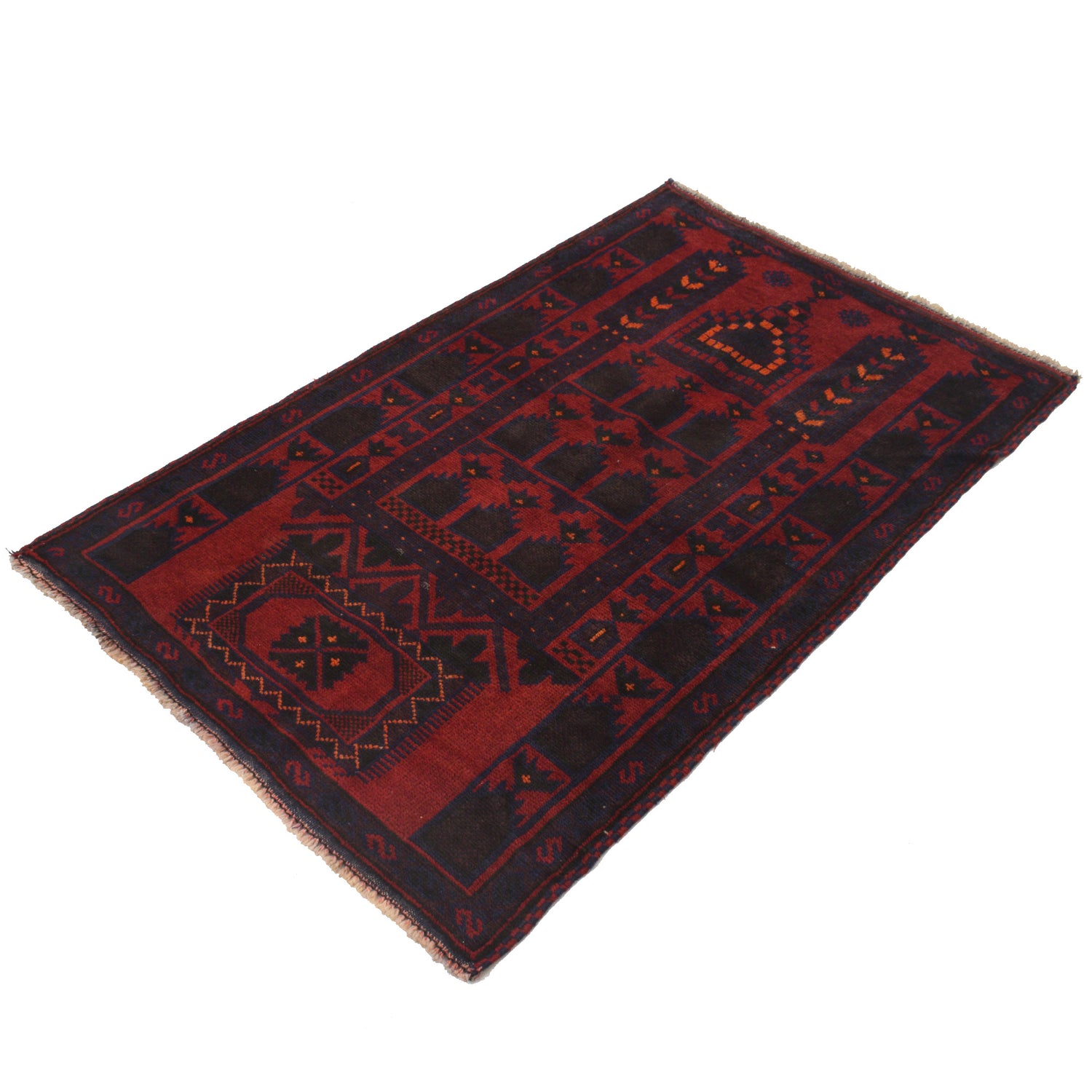 Baluchi Rug Handmade Red Prayer Design 3x5 ft