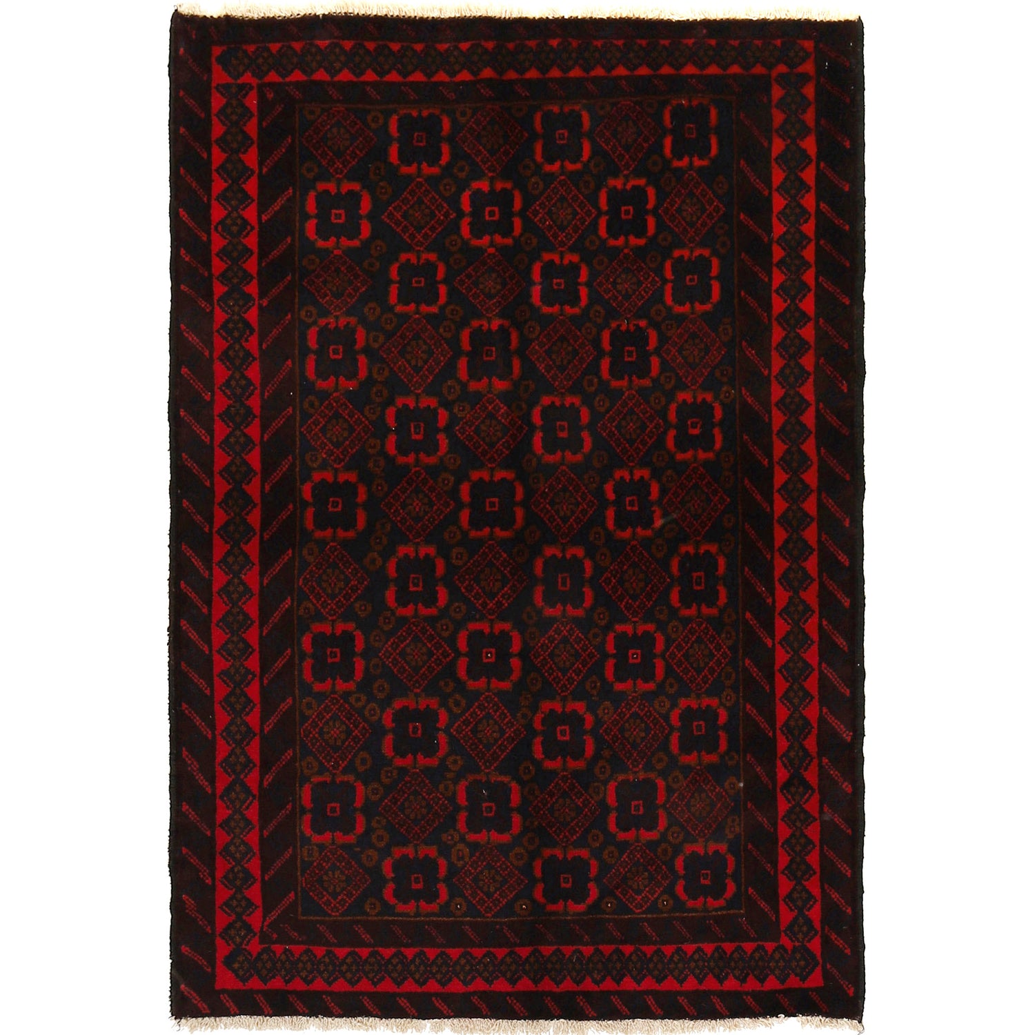 Baluchi Rug Handmade Multi Geometric 2x4 ft