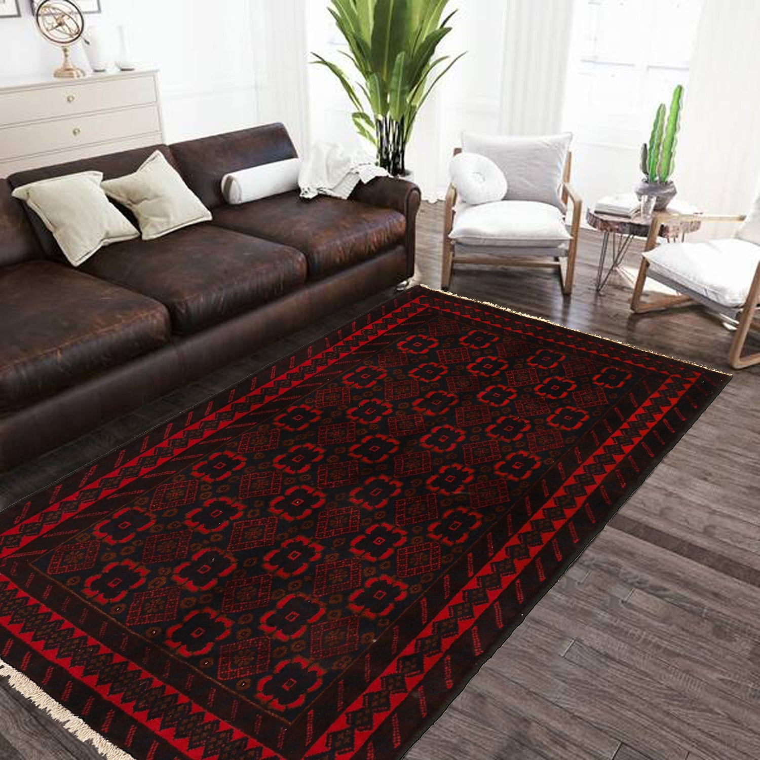 Baluchi Rug Handmade Multi Geometric 2x4 ft