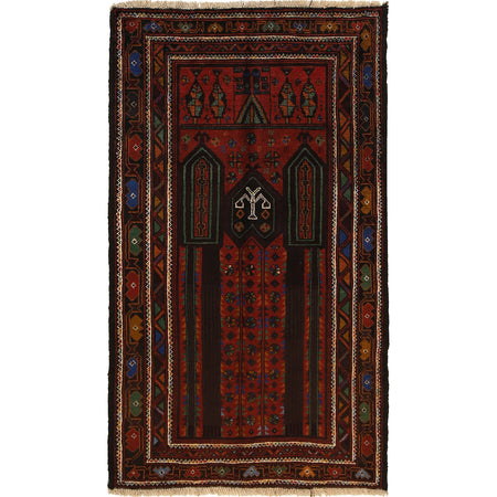 Baluchi Rug Handmade Multi Prayer Design 3x5 ft
