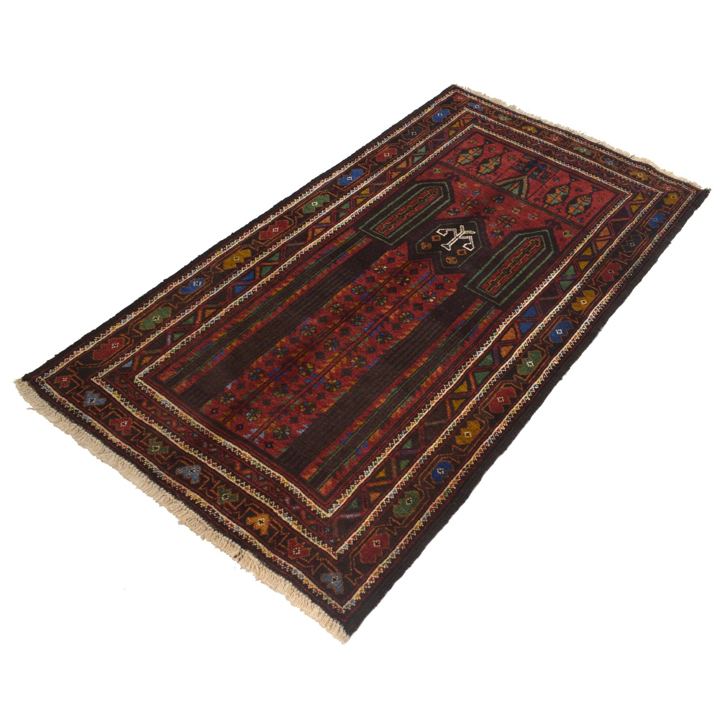 Baluchi Rug Handmade Multi Prayer Design 3x5 ft
