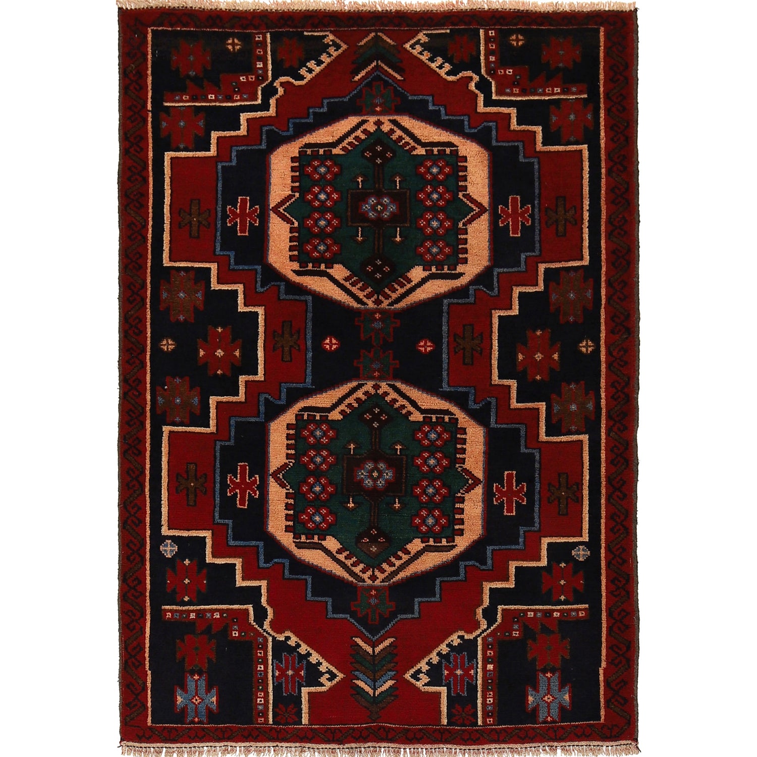 Baluchi Rug Handmade Multi Geometric 3x5 ft