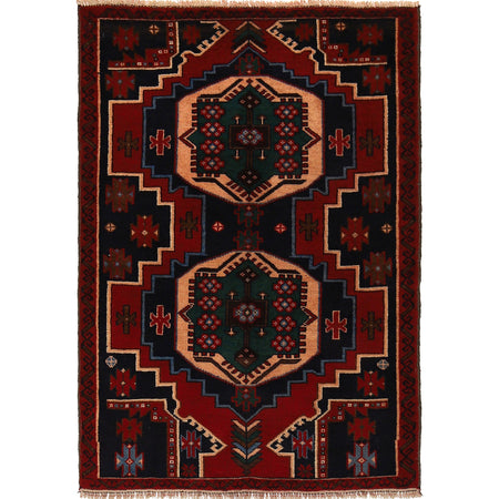 Baluchi Rug Handmade Multi Geometric 3x5 ft