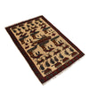 War Area Rug Handmade Ivory Gun + Tank + Grenade 2x4 ft