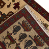War Area Rug Handmade Ivory Gun + Tank + Grenade 2x4 ft