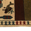 War Area Rug Handmade Beige Helicopter + Weapon + Tank 2x4